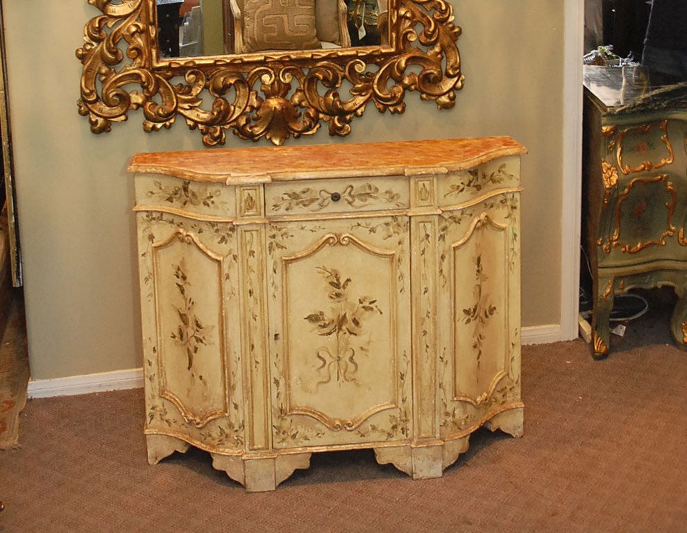 Mid-20th Century Italian Venetian Painted Floral Credenza