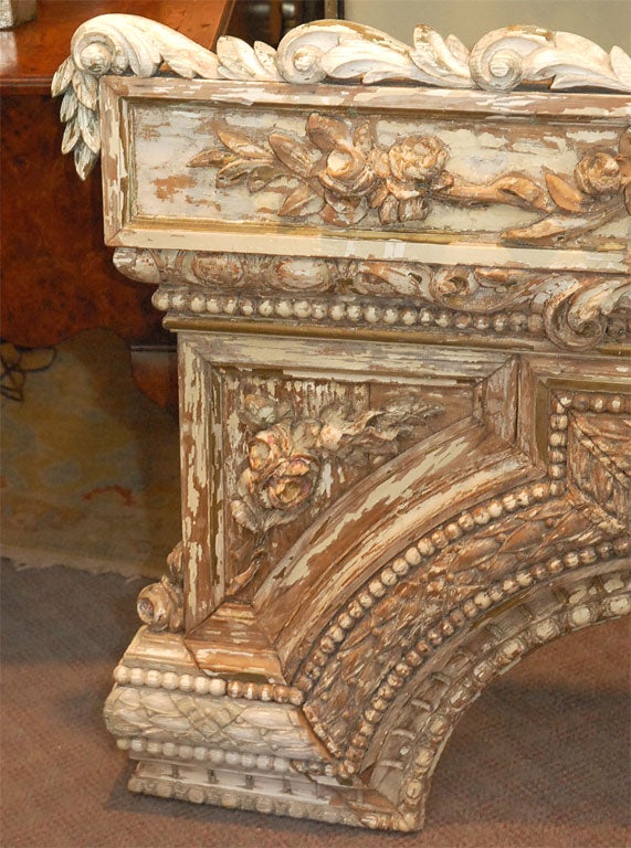Gesso 19th C. Italian Heavily Caved Wood Architectual Panel