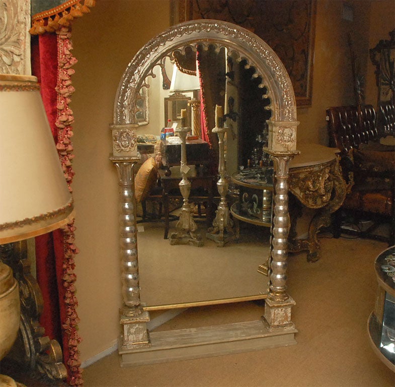 18th C. Italian Painted and Silverleaf Frame