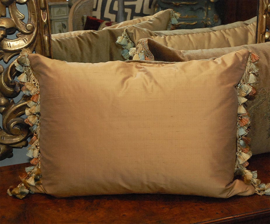Pair of Metallic & Chenille Appliqued Silk Mohair Pillows 3