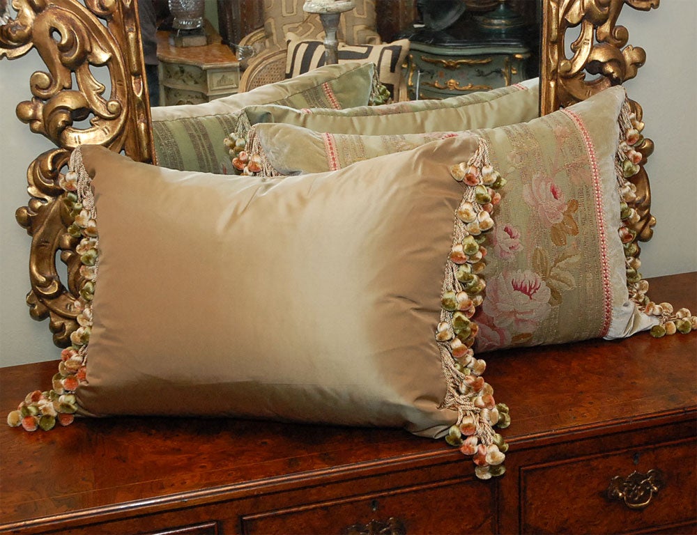 Pair of 19th C. Aubusson Tapestry Pillows 4