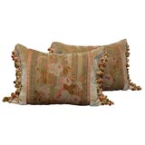 Pair of 19th C. Aubusson Tapestry Pillows