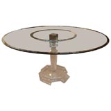 Round Glass Top Table with Lucite Column Base