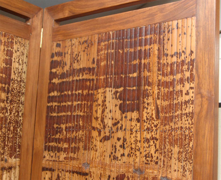 Mid-20th Century Three-Panel Bamboo Screen Room Divider For Sale