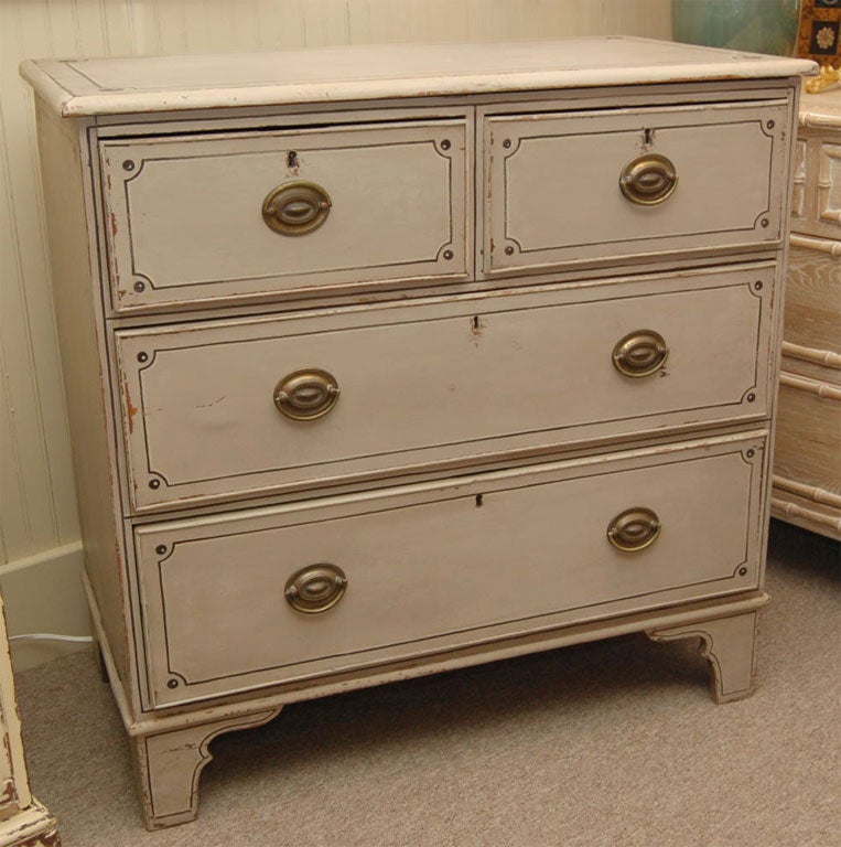 French Painted Chest of Drawers, Chalk White with Bracket Feet