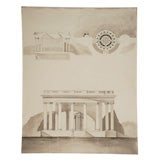 French Beaux Arts watercolor of a Rotunda Temple