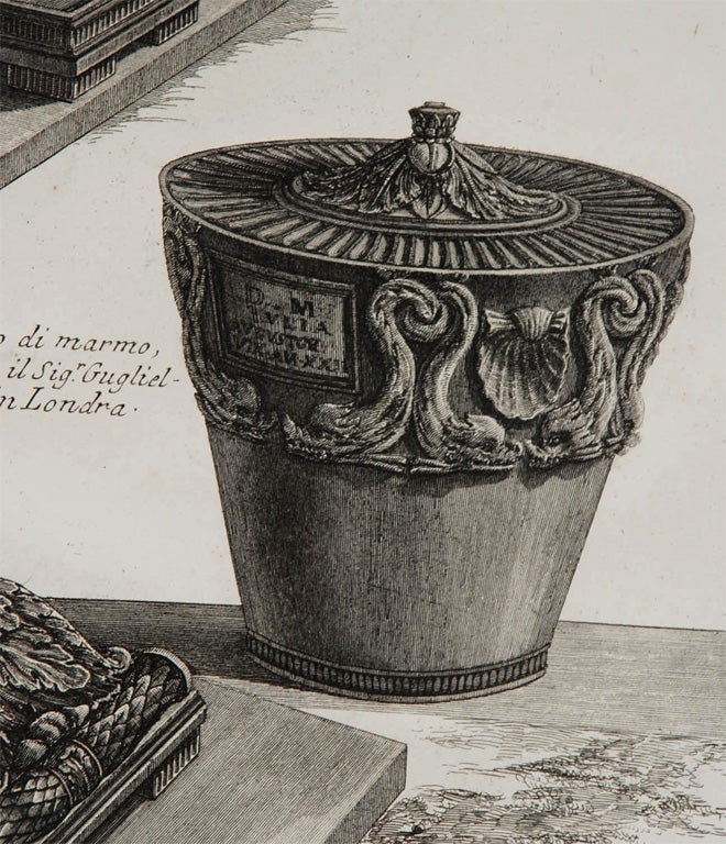 Perspective view and profile of the curial chair in marble