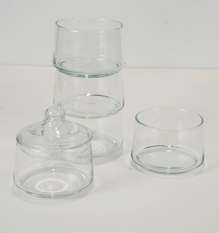20th Century Three clear glass Apothecary Jars