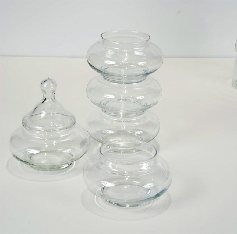 Three clear glass Apothecary Jars 4