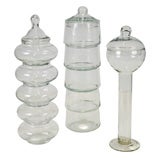 Vintage Three clear glass Apothecary Jars