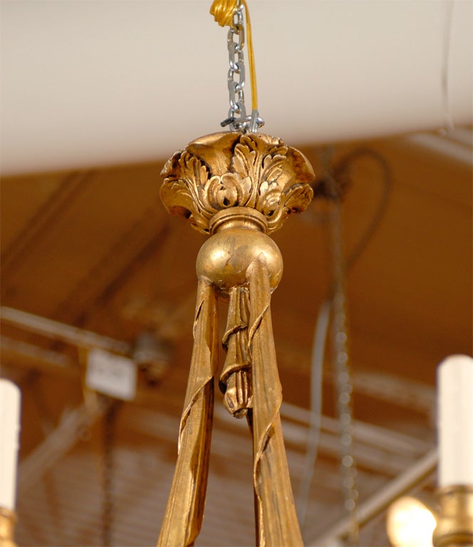 Mid-20th Century Antique Giltwood Chandelier