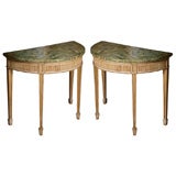 Pair of French Painted Demi Lunes- Consoles