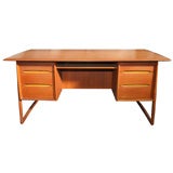 Teak Danish Modern 6-Drawer Desk by E.W. Bach
