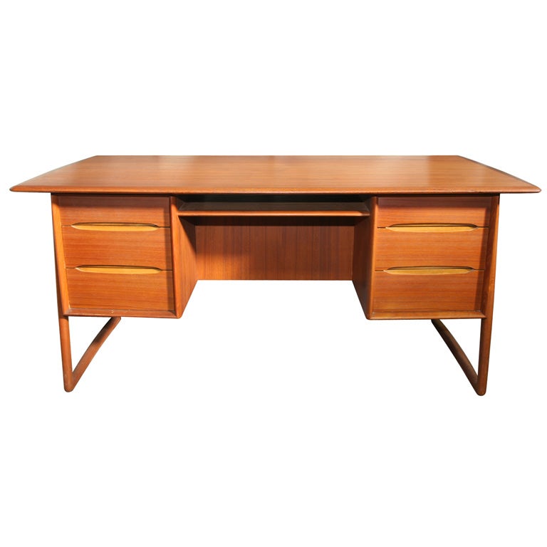 Teak Danish Modern 6-Drawer Desk by E.W. Bach