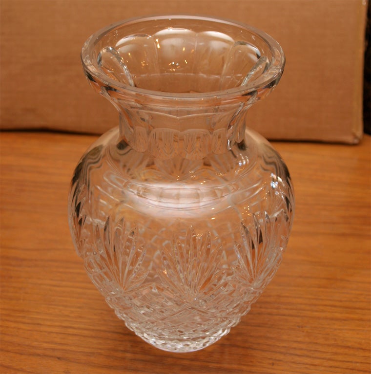 A very fine waterford etched crystal vase.