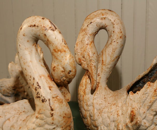 American Pair of Cast Iron Swans