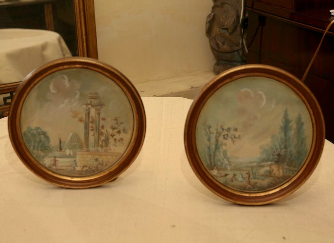 Pair French Roundel Paintings