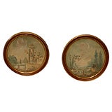 Pair French Roundel Paintings
