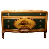 Paint Decorated  Marble Topped Commode