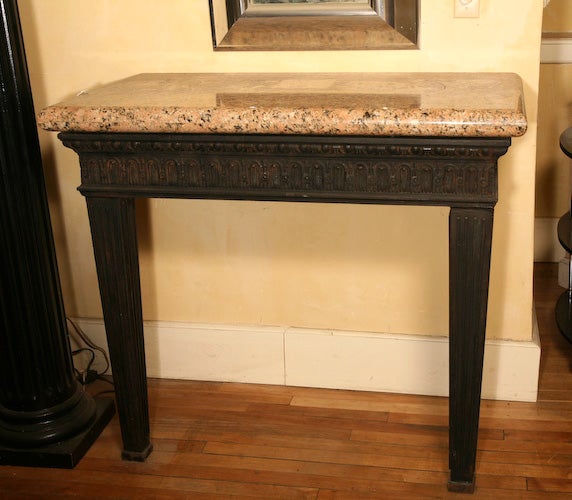 20th Century Louis XVI Style Cast Iron Granite Topped Console Table For Sale