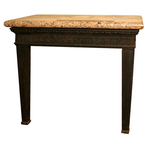 Louis XVI Style Cast Iron Granite Topped Console Table