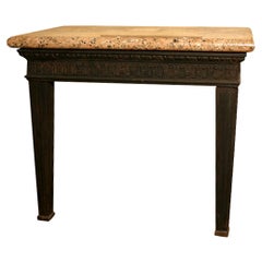 Vintage Louis XVI Style Cast Iron Granite Topped Console Table