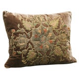 Silk velvet pillow with 18th Century Italian metallic applique
