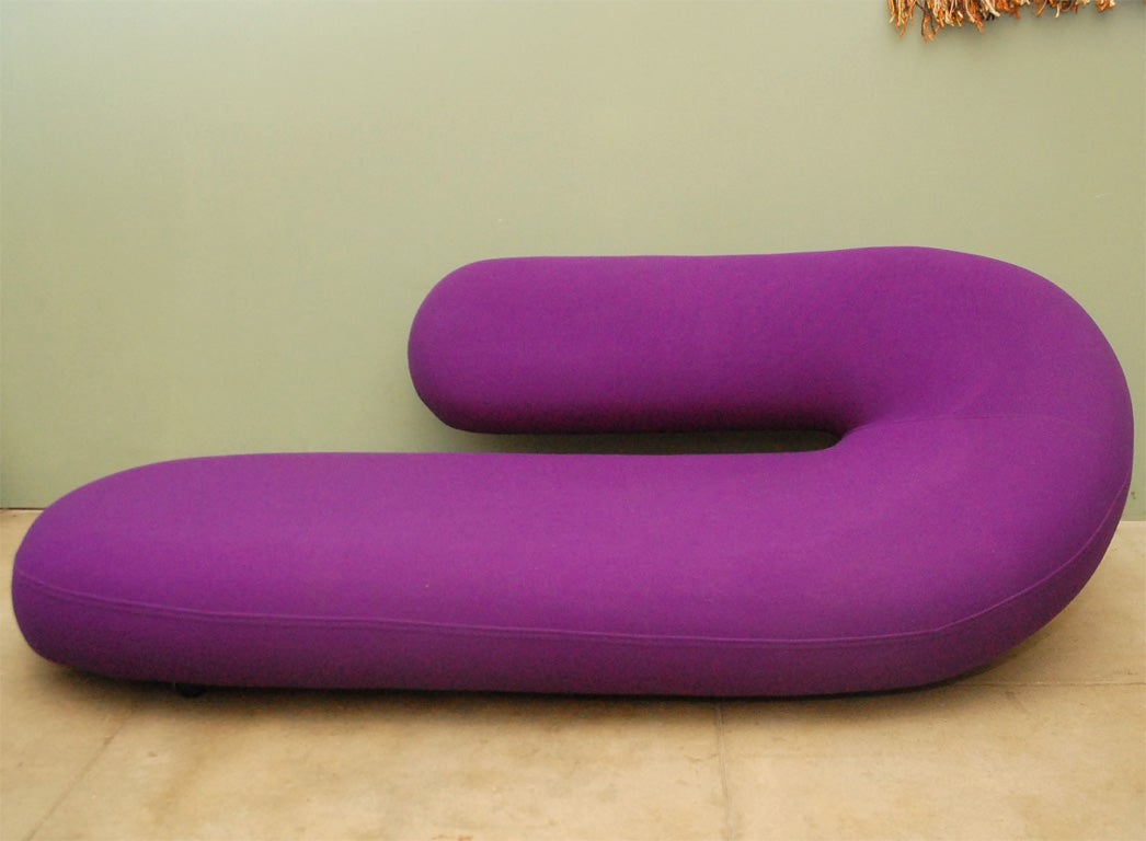 foam and metal sofa with original purple fabric