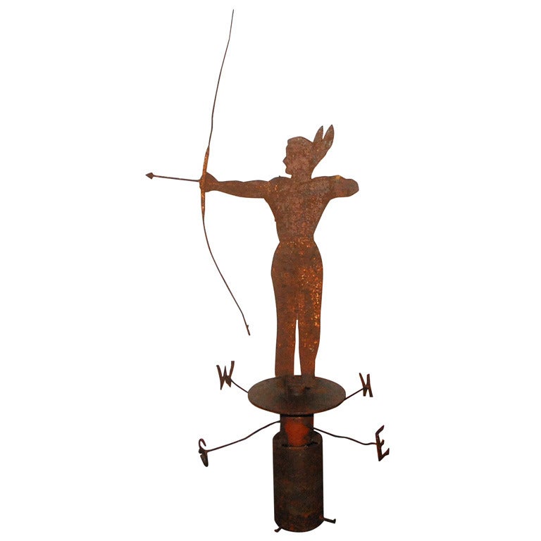 19th Century Iron Indian Weathervane with Stand