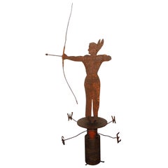19th Century Iron Indian Weathervane with Stand