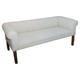 EARLY 19THC  AMERICAN SOFA IN 19THC HOMESPUN LINEN
