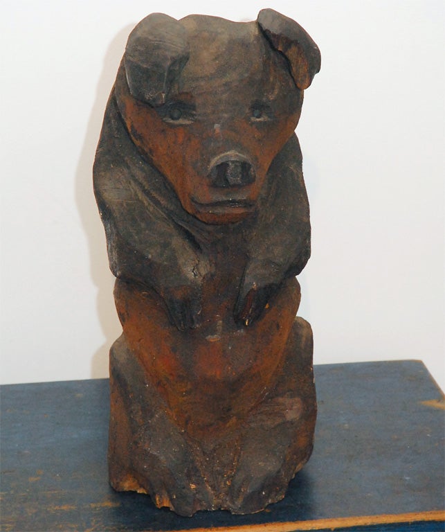 EARLY 20THC HAND CARVED PIG W/ GREAT OLD SURFACE