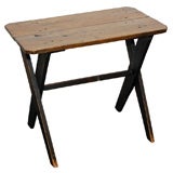 Antique RARE FORM 19THC ORIGINAL BLACK SAWBUCK TABLE FROM N.E.