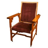 Antique Oak Morris Chair with Asian Motif
