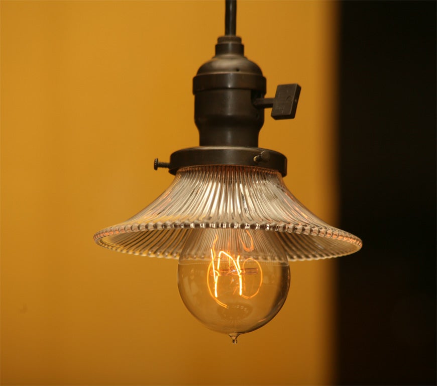 20th Century Petite Holophane Pendant Fixtures For Sale