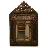 FLEMISH TORTUS AND REPOUSSE' BRASS MIRROR