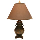 CHINESE ENAMEL INLAYED BRONZE VASE/LAMP