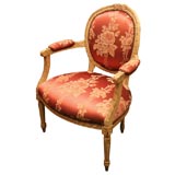 SINGLE FRENCH LOUIS 16TH STYLE PAINTED OPEN ARM CHAIR