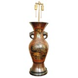 Large Japanese Two-Handled Bronze Vase Mounted as a Lamp