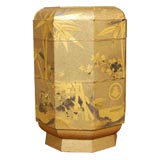 Antique Japanese Gold and Silver Lacquered Octagonal Covered Box