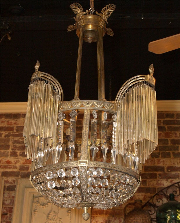 8 light crystal and brass Chandelier