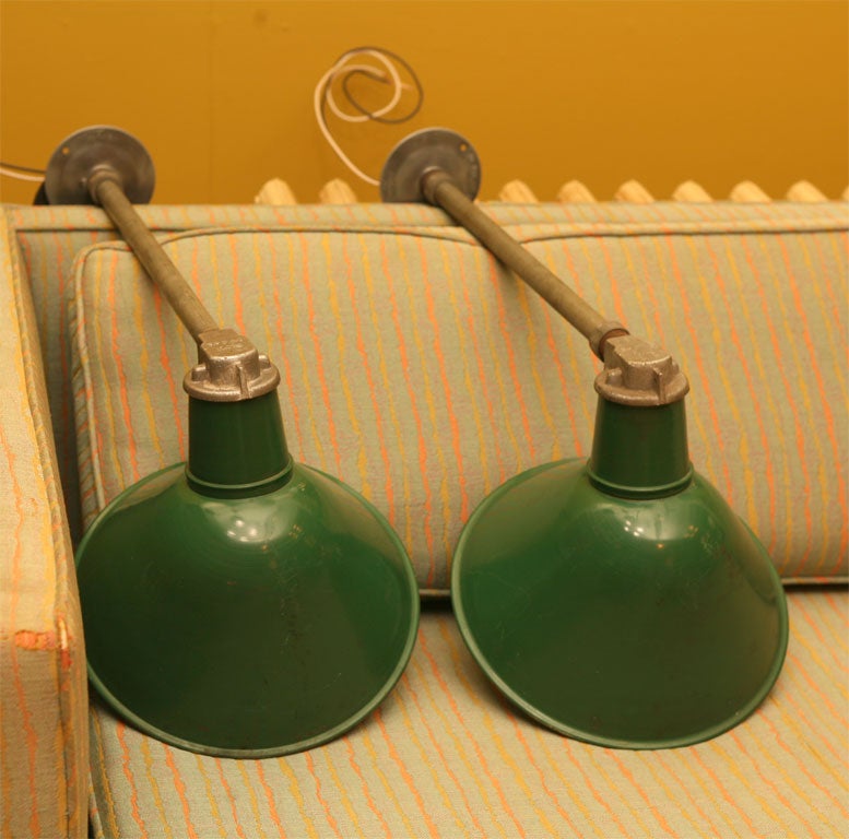 Green and White Enamel Wall Lights