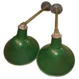 Vintage Green and White Enamel Wall Lights