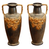 Pair of German Secessionist bronze vases
