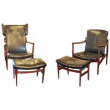 Pair of Lounge Chairs with Ottomans by Jacob Kjaer