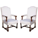 Pair of transitional early 18th century arm chairs