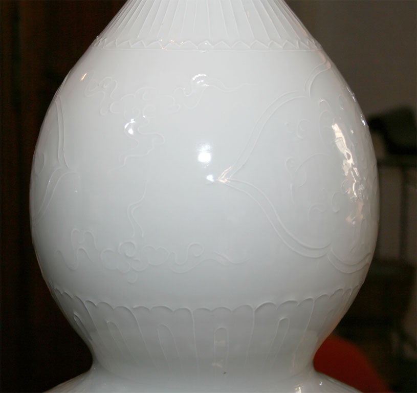 Porcelain Large Modern Blanc de Chine Embossed Gourd For Sale