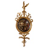 George III Style Gold Gilt Convex Mirror with Eagle Pediment
