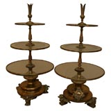Antique Pair of Brass Three Tiered Pastry Stands