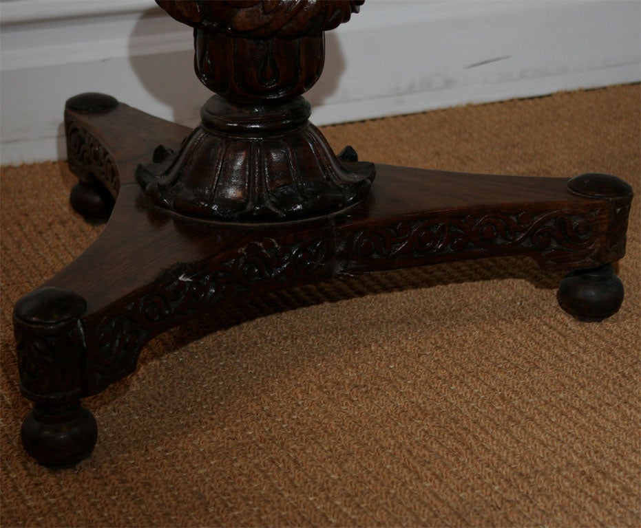 Anglo-Indian Round Carved Rosewood Side Table In Excellent Condition For Sale In New York, NY